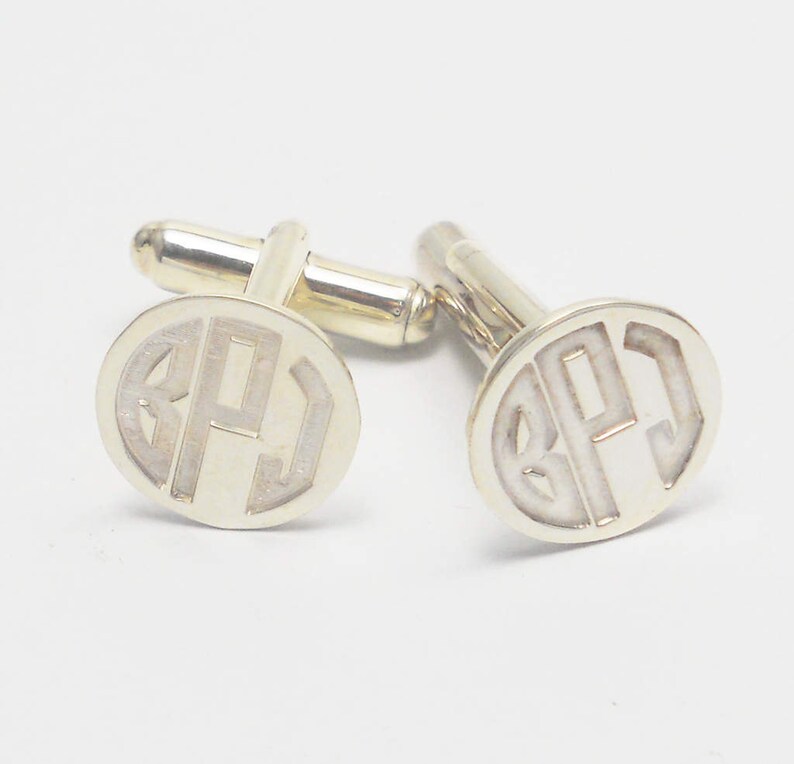 Engraved Men's Cuff Linksgold Monogram Block Etsy