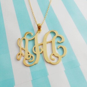 Monogram Necklace Gold,Monogram Necklace 1.5 inch,3 Initial Charm Necklace ,Nameplate Necklace,Bridesmaids Gift