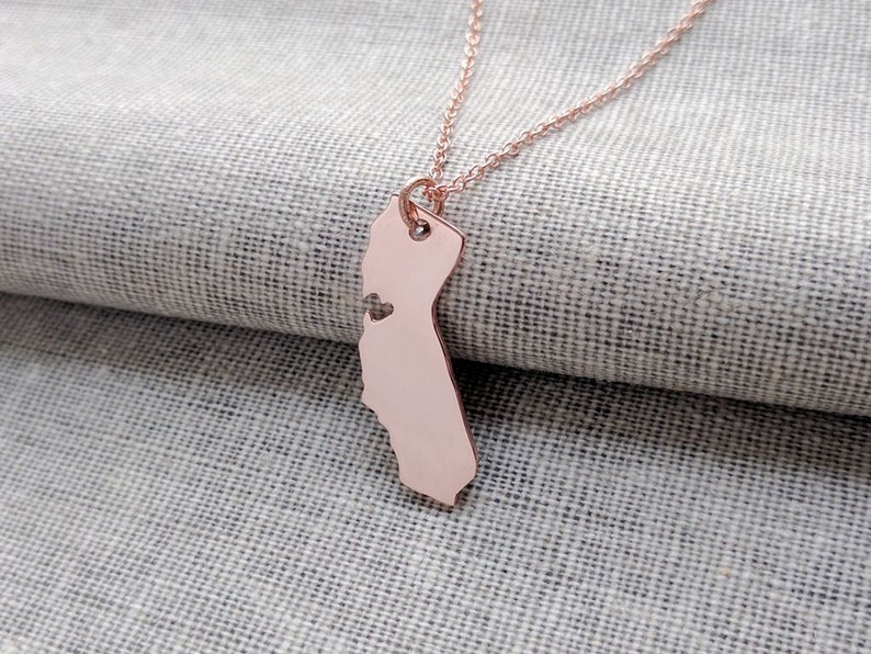 Long Necklace With Heart Cali nia State Charm Necklace CA State Shaped Necklace 10pcs-N189