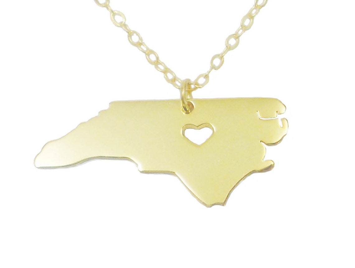 North Carolina State Necklacenc State Shaped Necklace With A Etsy