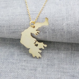 Griechenland Halskette Gold,Griechenland Charm Halskette,Griechenland Anhänger Halskette,Griechenland Form Schmuck mit Herz,personalisierte Jedes Land Halskette