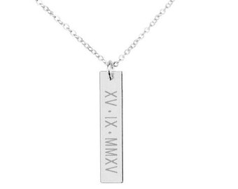 ローマ数字バーネックレス 名入れネックレ ススターリングシルバー0.925 ローマ数字 ネックレスの通販