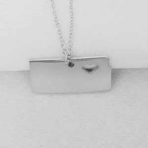 White Gold Kansas State Necklace,KS State Shaped Necklace with A Heart,Kansas State Love Necklace ,Custom Kansas State Necklace
