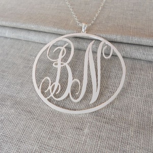 Silver Initials Necklace,Monogram Initials Necklace,Personalized Monogram Necklace,Monogram Jewelry,Two Initials Necklace,Bridesmaid Gift