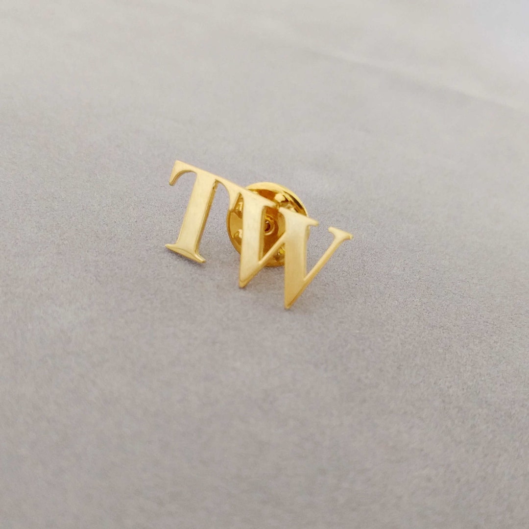 Custom Your Initial Lapel Pin, Monogram Lapel Pin, Personalized Silver