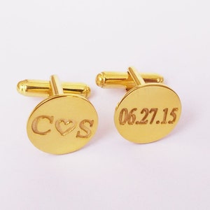 Groom Cufflinks,Gold Wedding Cufflinks,Personalized Monogram Cufflinks,Father of the Bride Initials Groomsman Gift