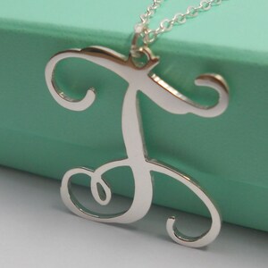 Single Monogram Necklace,1 Letter Monogram Necklace,One Initial Necklace,Silver Initial Necklace,Silver Script Necklace 100% Handmade