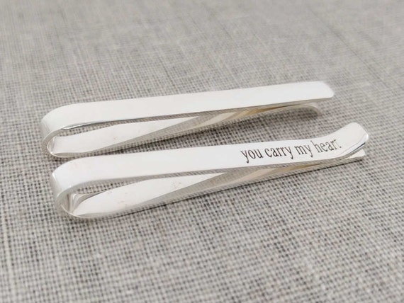 5mm Wide Sterling Silver Engravable Tie Bar Clip 5mm Wide Sterling Silver Engravable Tie Bar Clip