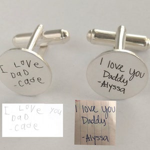 Custom Cufflinks for Dad, Wedding Cufflinks, Custom Handwriting Cufflinks, Custom Signature Cufflinks,Personalized Handwritten Cufflinks