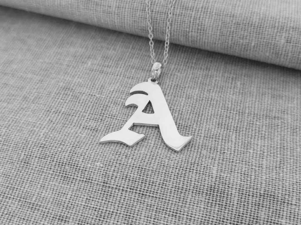 Gold Old English Necklaceold English Letter Necklace AZ Etsy