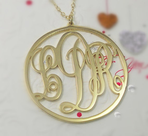 Personalized Gold Monogram Charm Necklace personalized 