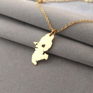 Martinique Halskette, Martinique Island Halskette, Martinique geformte Halskette mit Herz, Martinique Charm Halskette, Geschenk für Freund