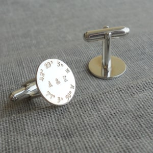 Personalized Cufflinks,Latitude Longitude Cufflinks,Silver Engraved Coordinates Cufflinks,Initial Date Wedding Cufflinks for Groom