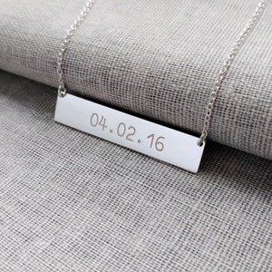 Personalized Birthday Bar Necklace,Date Bar necklace,Engraved anniversary Necklace,Custom Bar Necklace,Wedding Date Necklace