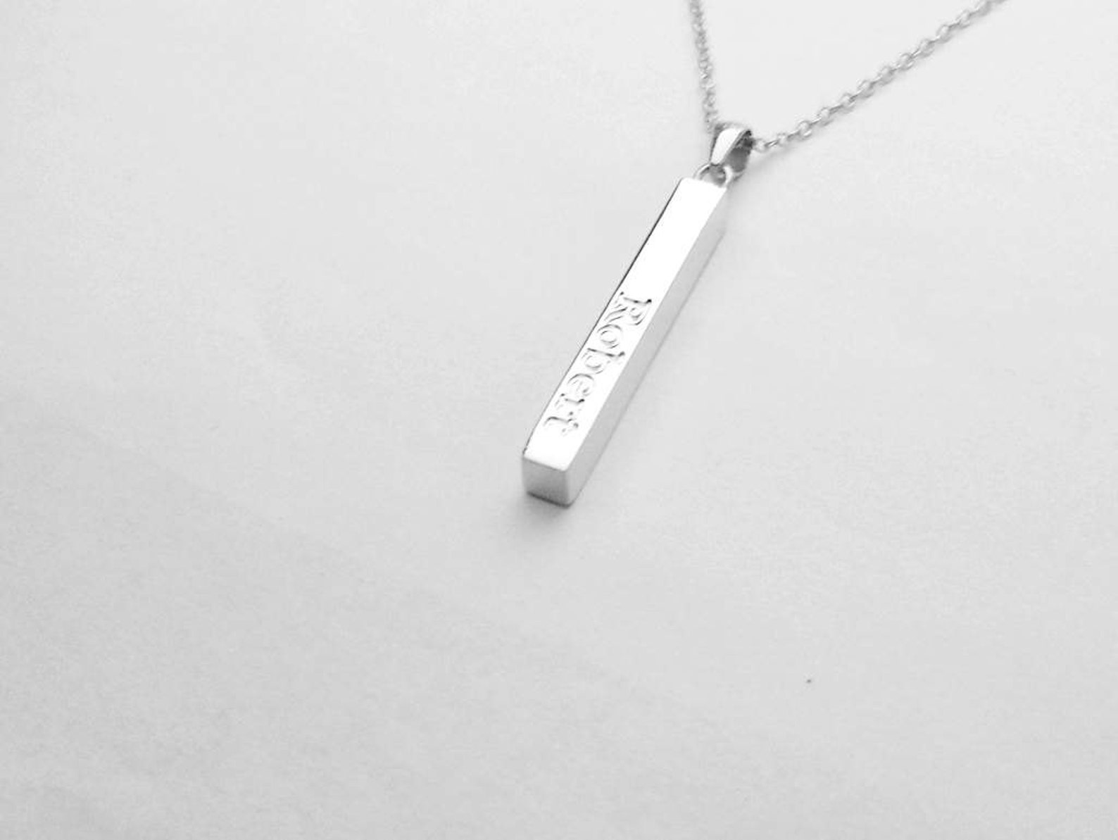 Bar Necklace Namesilver Vertical Bar Necklace engraved Bar Etsy