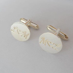 Silver Personalized Cufflinks,Silver Wedding Groom Cufflinks, Script Cufflinks,Initials Cufflinks,Groom gift from bride, Groomsman Gift