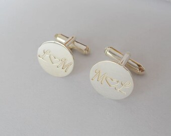 Silver Personalized Cufflinks,Silver Wedding Groom Cufflinks, Script Cufflinks,Initials Cufflinks,Groom gift from bride, Groomsman Gift