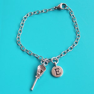 LACROSSE STICK stainless steel CHARM bracelet,Initial or number,lacrosse,lax,lacrosse player,lacrosse coach,lacrosse mom,lacrosse team,1241