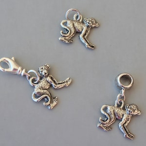 MONKEY CHARM,Charm Dangle,Zipper Pull, Euro Bead,Ape,Primate,Monkey,Chimpanzee,Chimp,Gorilla,Zoo,Jungle,Zookeeper