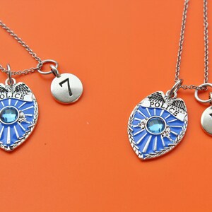 POLICE BADGE Stainless Steel Necklace,Initial or Number,police,policeman,cop,badge,police wife,police officer,law enforcement,law,1550