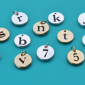 Add an 1/2inch Initial or Number Charm,Choice of Silver-plated or Gold Plated;personalized initial,monogram,initial,extra charm,number charm