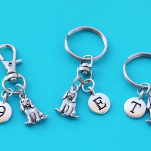BEAGLE KEYRING,Zipper Pull,Purse Dangle,Initial or Number,dog,puppy,dog lover,beagle,vet,veterinarian,vet tech,hunter,dog jewelry,15