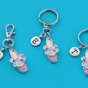 BALLET SLIPPER / DANCE Keyring,Zipper Pull,Purse Dangle,Initial or Number,dance,dance teacher,dance mom,ballet,ballerina,ballet teacher,1581