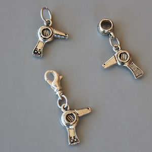 HAIR DRYER Charm,Charm Dangle,Zipper Pull, Euro Bead,hairdresser,beautician,cosmetologist,diva,teenager,teen girl,beauty salon,beauty shop