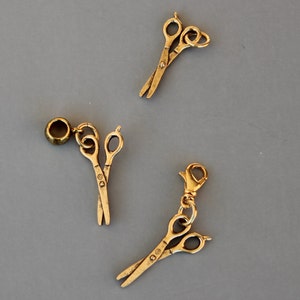 Gold Finish Scissors Charm,Zipper Pull,Charm Dangle,Euro Bead Converter,Hair dresser,Beautician,Cosmetologist,Seamstress,Hairdresser,sewing