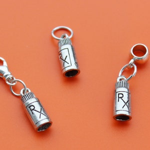 RX oder PRESCRIPTION Charme, Charme baumeln, Reißverschluss, Euro Bead, Apotheke, Apotheke Tech, Apotheker, Rx Flasche, Rezept Flasche, Medizin, 1358