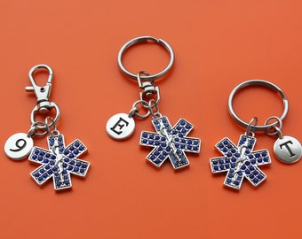 EMT / PARAMEDIC KEYRING,Zipper Pull,Purse Dangle,Initial or Number,Paramedic,emt,ems,Nurse,Rescue,First Responder,Hospital,Emergency,1546