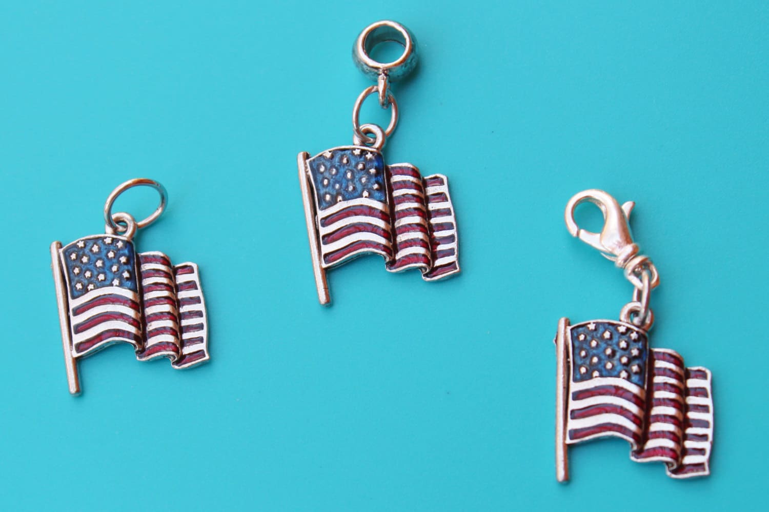 AMERICAN FLAG Charm,Charm Dangle,Zipper Pull, Euro Bead,USA,flag,United States,America,4th of July,July 4th,Independence Day,Americana, 1440