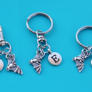 BAT KEYRING,Zipper Pull,Purse Dangle,Initial or Number,bat,vampire,Dracula,1537