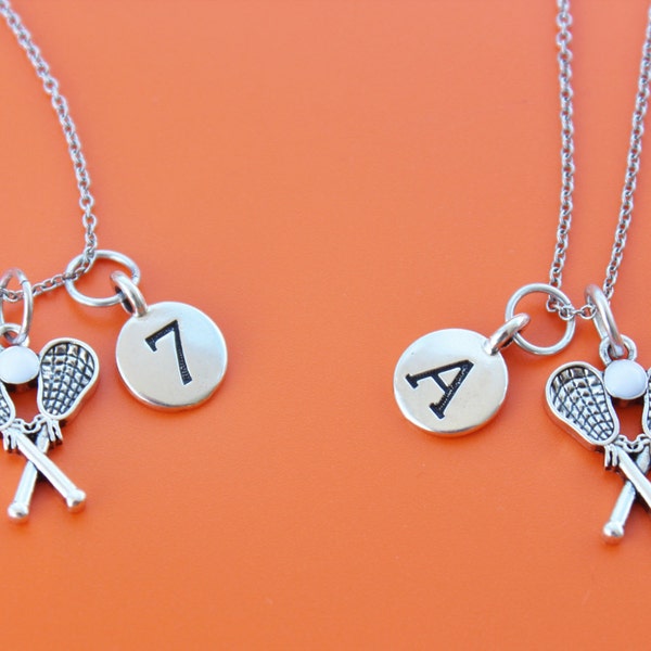 LACROSSE STICKS Stainless Steel Necklace,Initial or Number,lacrosse,LAX,lacrosse player,lacrosse coach,lacrosse mom,lacrosse necklace,1589