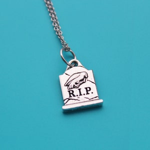 TOMBSTONE Stainless Steel Necklace,grave,tombstone,headstone,nevermore,the raven,edgar allen poe,Halloween,1533