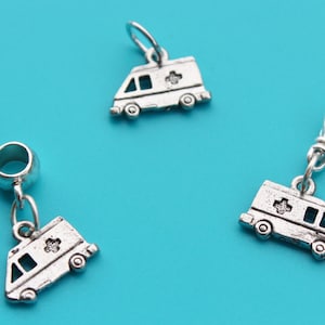 AMBULANCE Charm,Zipper Pull,Euro Bead,Custom,Paramedic,ambulance euro,ambulance,EMT,EMS,Nurse,Rescue,First Responder,Hospital,Emergency,111