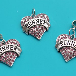 RUNNER HEART Charm,Charm Dangle,Zipper Pull, Euro Bead,running,runner,track,track coach,5k,10k,half marathon,marathon,run,13.1,26.2,1564
