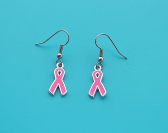 Pink AWARENESS RIBBON EARRINGS,awareness,Breast Cancer Patient,Breast Cancer Survivor,Fight ,Survive,126