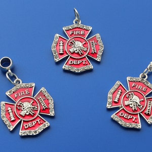 FIRE MALTESE SHIELD Charm,Zipper Pull,Euro Bead,police charm,Custom,fireman,firefighter,fire,fire dept,maltese cross,fire station,1547