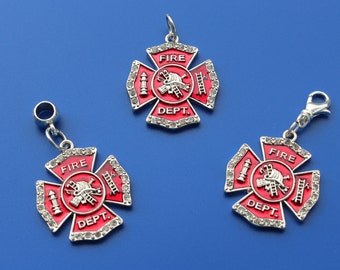 FIRE MALTESE SHIELD Charm,Zipper Pull,Euro Bead,police charm,Custom,fireman,firefighter,fire,fire dept,maltese cross,fire station,1547