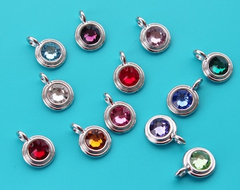 Add a Antiqued Pewter Birthstone Round,Personalized Jewelry,Add on Birthstone,Birthstone,Garnet,Topaz,Emerald,Ruby,Sapphire,Aquamarine