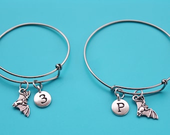 Bracciale regolabile BAT, iniziale o numero, Halloween, pipistrello, vampiro, Dracula, 1537