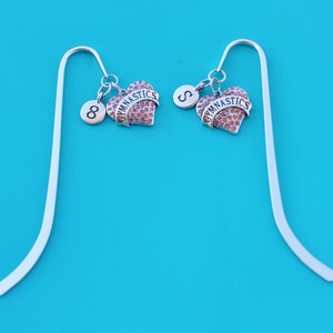 GYMNASTICS HEART Bookmark,Initial or Number,gymnastics,cheerleading,gymnast,cheerleader,gymnastics mom,gymnastics coach,1561