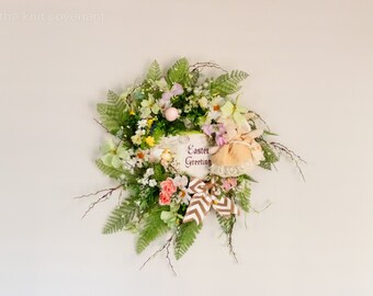 Easter Elegance: Floral Wreath for a Beautiful Spring Home Decor Display