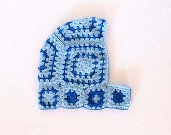 Vegan Granny Square Balaclava in Blue // Winter hat, Gifts for her, Christmas gifts