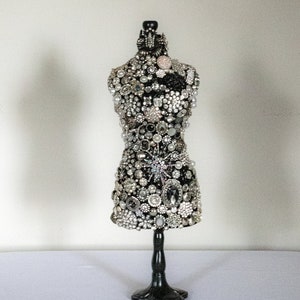 Elegant Silver Crystal Mannequin Dress Form | Glamorous Home & Salon Décor Accent