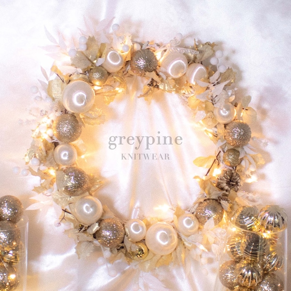 White Christmas Wreath With Lights Etsy