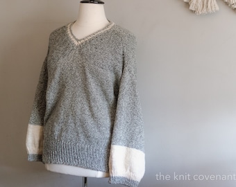 Vegan Oversized Hand Knit Sweater / Cotton