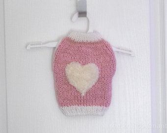 Sweet Valentine's Handknit Dog Sweater - Cozy Small Dog Clothes for a Heartfelt Pet Gift