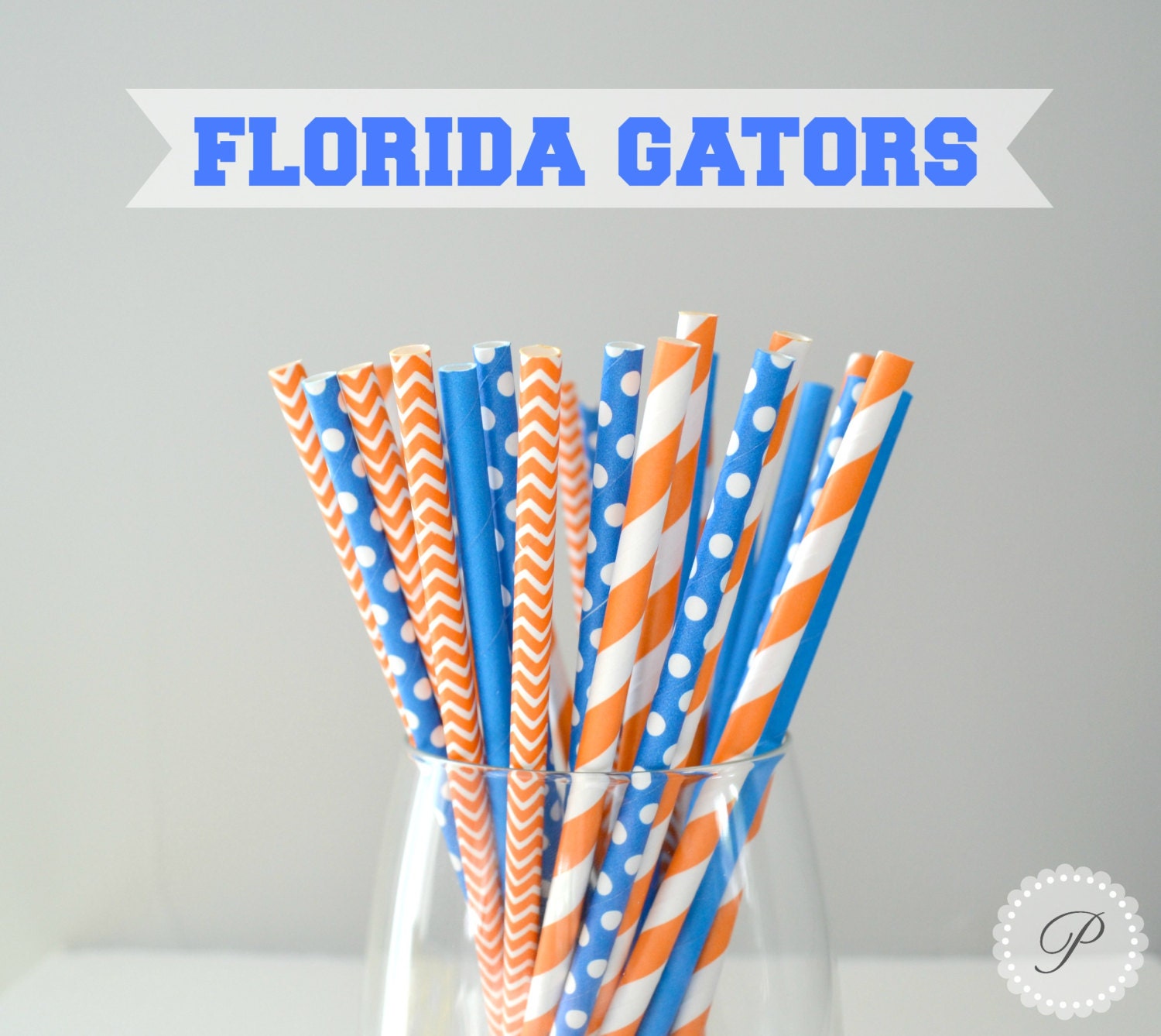 FLORIDA GATORS // Paper Straws // Stripes Polka Dots // Etsy